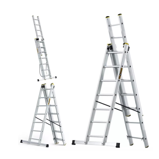 Ljestve trodjelne alu 3x7 gazišta 1 Sdfsdfsdfsf3x7